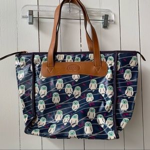 Fossil snow owl tote